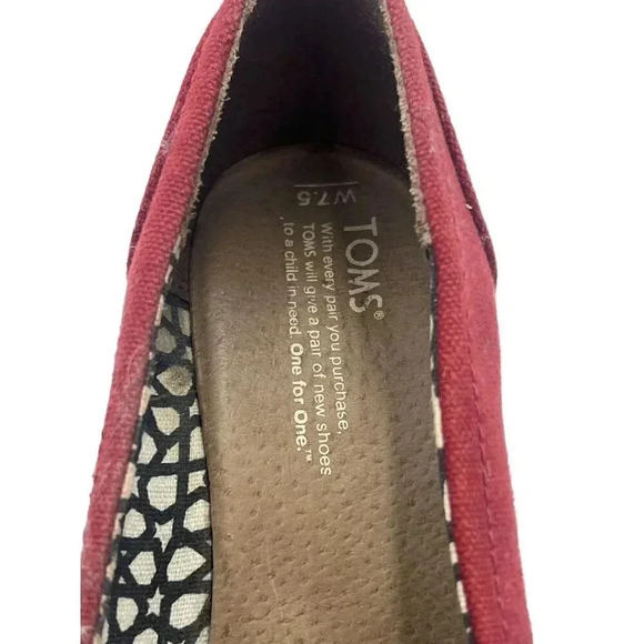 Toms Red Wedges with Open Toe Women's Size 7.5 - Picture 4 of 4